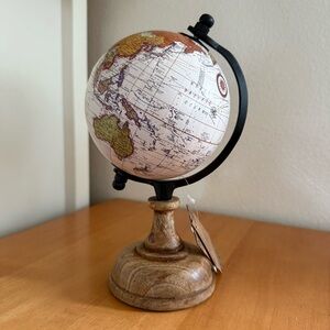 New Handcrafted Mini Decorative Globe Wooden Base India NWT Boho Map Earth MCM